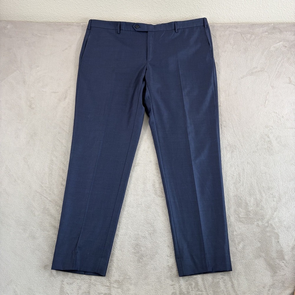 Zanella Parker Dress Trouser Pants in Blue 100% Wool Men 44x34‎ Italy Made $348